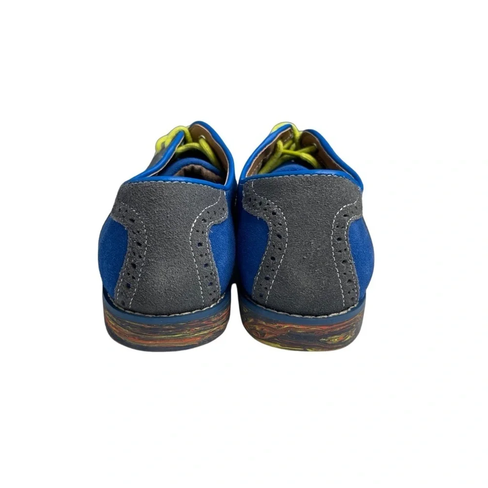 Florsheim Kenneth Jr III Oxford - gray/blue/yellow suede leather big boys size 6
